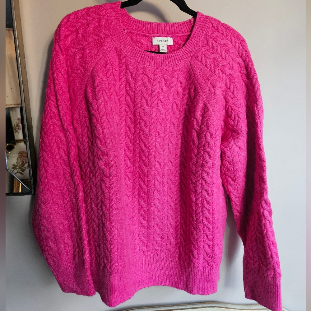 On 34th Trendy Plus Cable-Knit Crewneck Sweater - Size 1x